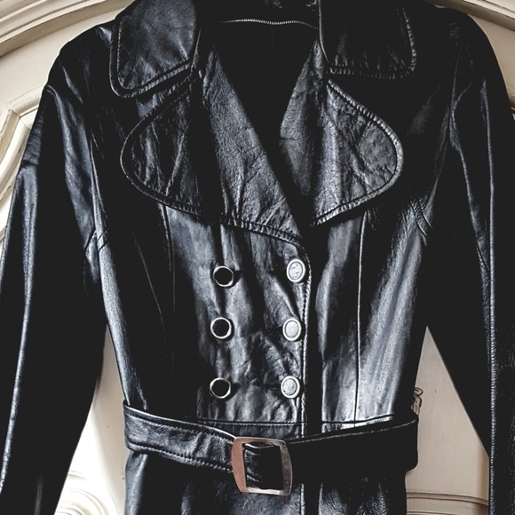 Butter soft real leather trench coat small - Picture 2 of 6